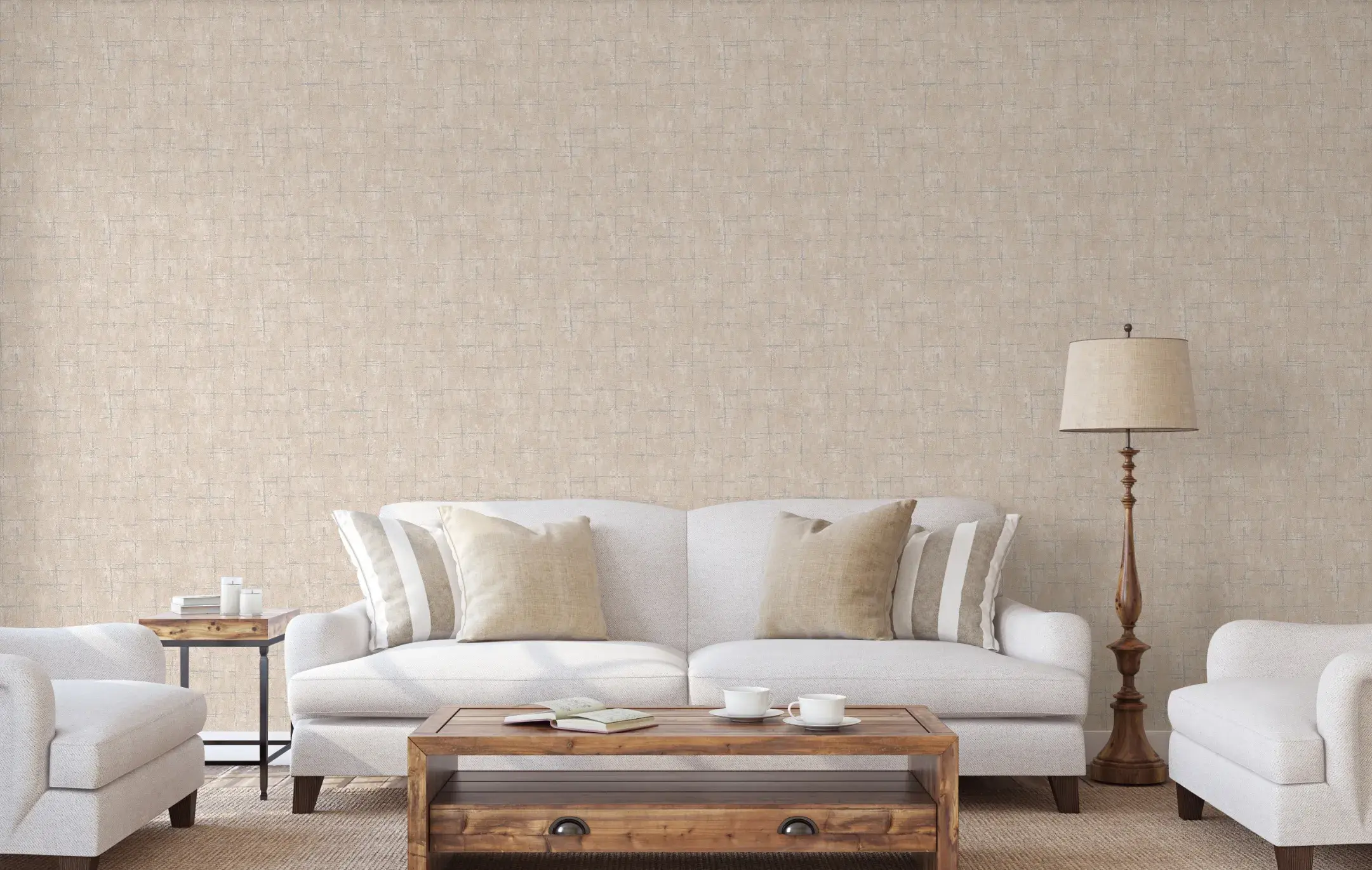 Beige Embossed Wallpaper – 3D Accents (7813-2)